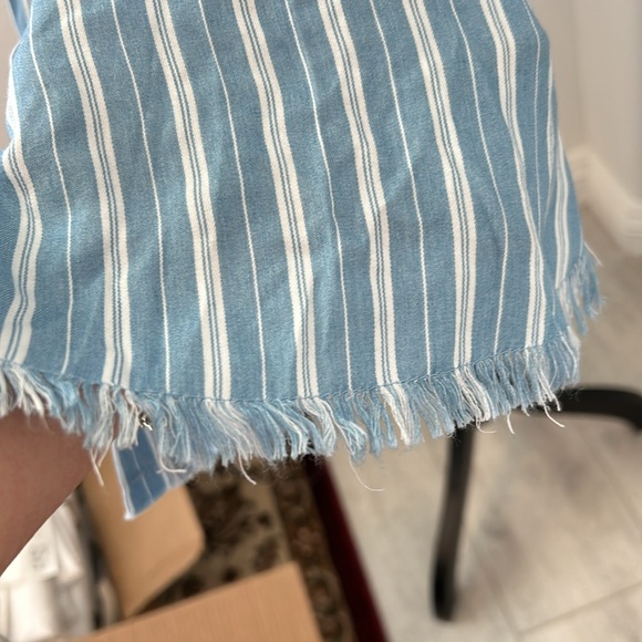 Hem & Thread blue pinstripe collar button down midi dress with waist tie - Picture 5 of 6